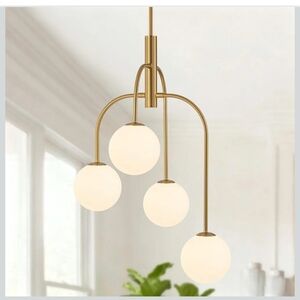 Brass Sputnik Style 4 Light Chandelier